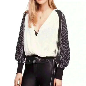 Free People Black and White Blouse